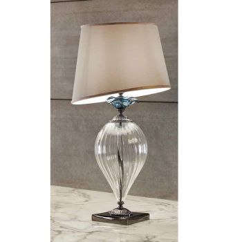 Classic Artisan Glass Table Lamp and Luxury Lampshade - Flanders