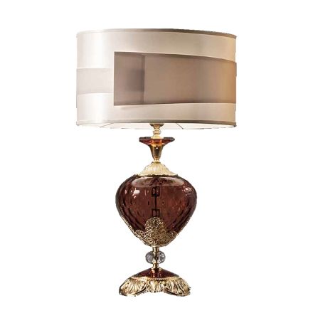 Classic Table Lamp Italian Handcrafted Glass and Crystals - Magrena Viadurini