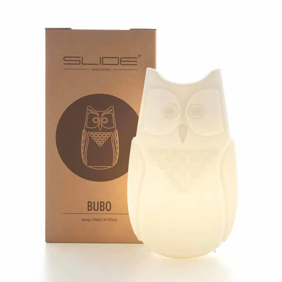 Slide Bubo colored table lamp of owl design made in Italy Viadurini