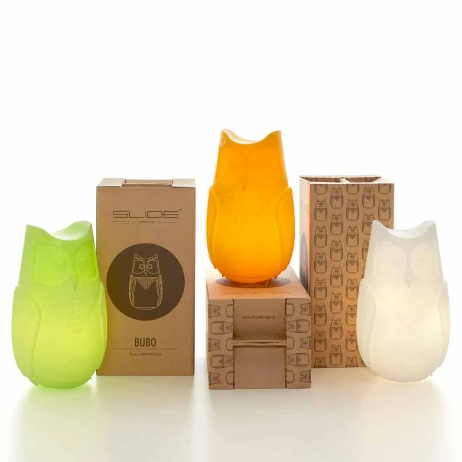 Slide Bubo colored table lamp of owl design made in Italy Viadurini