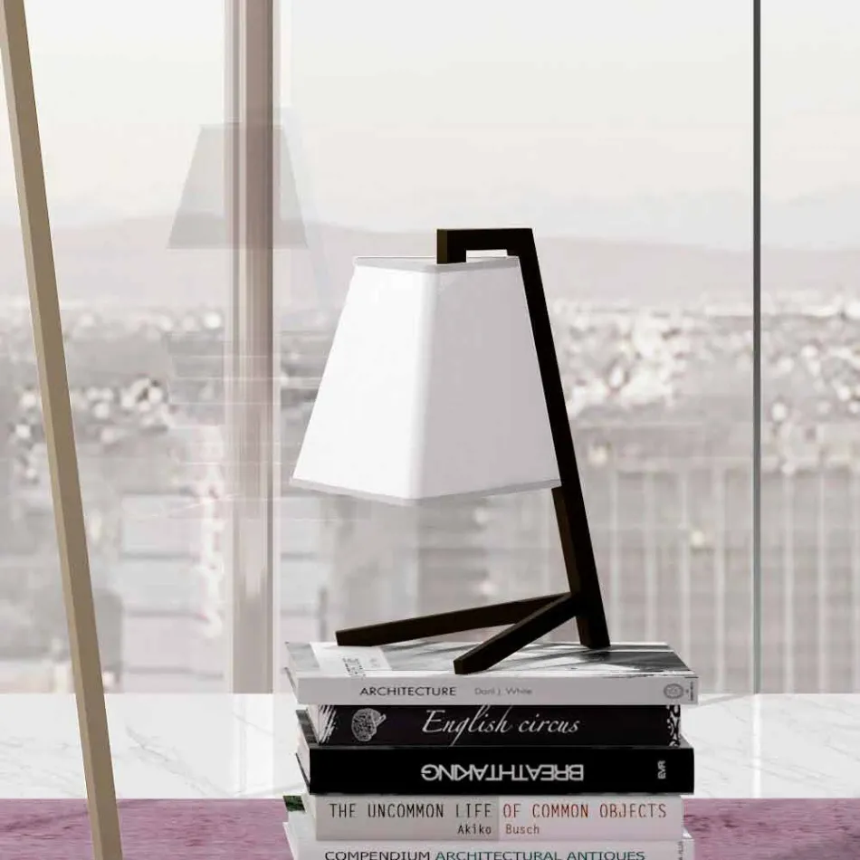 Table Lamp with Structure in Metal and Fabric Made in Italy - Barton Viadurini