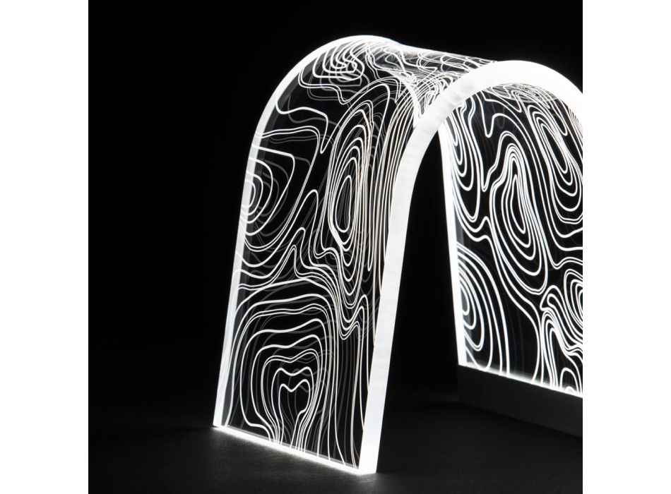 Transparent Acrylic Crystal Table Lamp with Engraved Decoration - Bertella Viadurini
