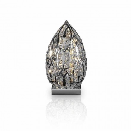 Design table lamp in crystal and steel shaped Egg Egg Viadurini