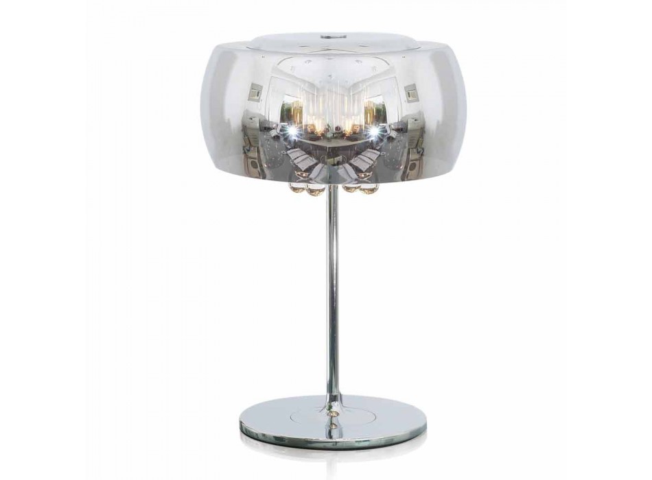 Modern Design Table Lamp in Glass and Chromed Metal - Cambria Viadurini