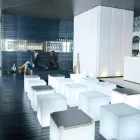 Table and floor lamp Slide White bright cube made in Italy Viadurini