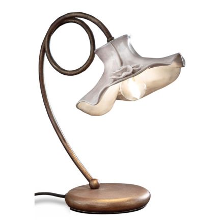 Handmade Table Lamp in Glossy Ceramic Design with Roses - Lecco Viadurini