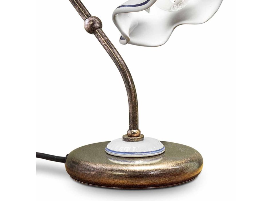Table Lamp Iron Ceramic Hand Painted Vintage Artisan - Chieti Viadurini