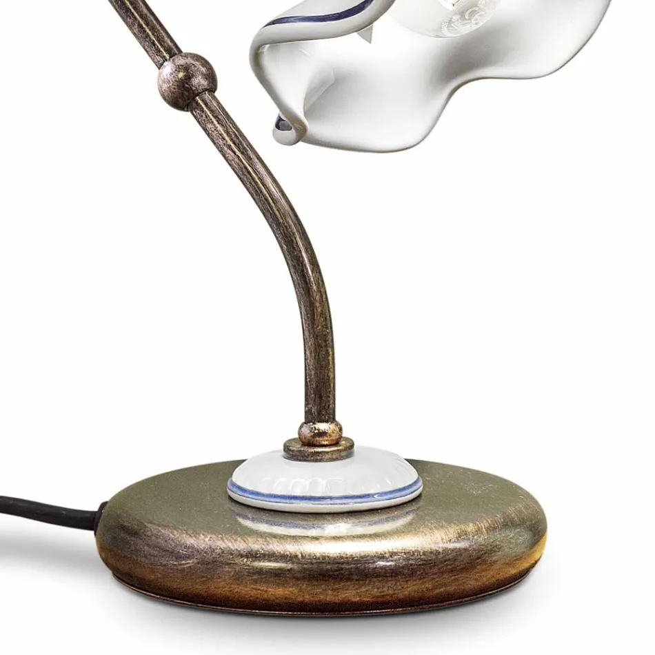 Table Lamp Iron Ceramic Hand Painted Vintage Artisan - Chieti Viadurini
