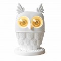 Table Lamp in Matt White Ceramic 2 Lights Modern Design Owl - Owl