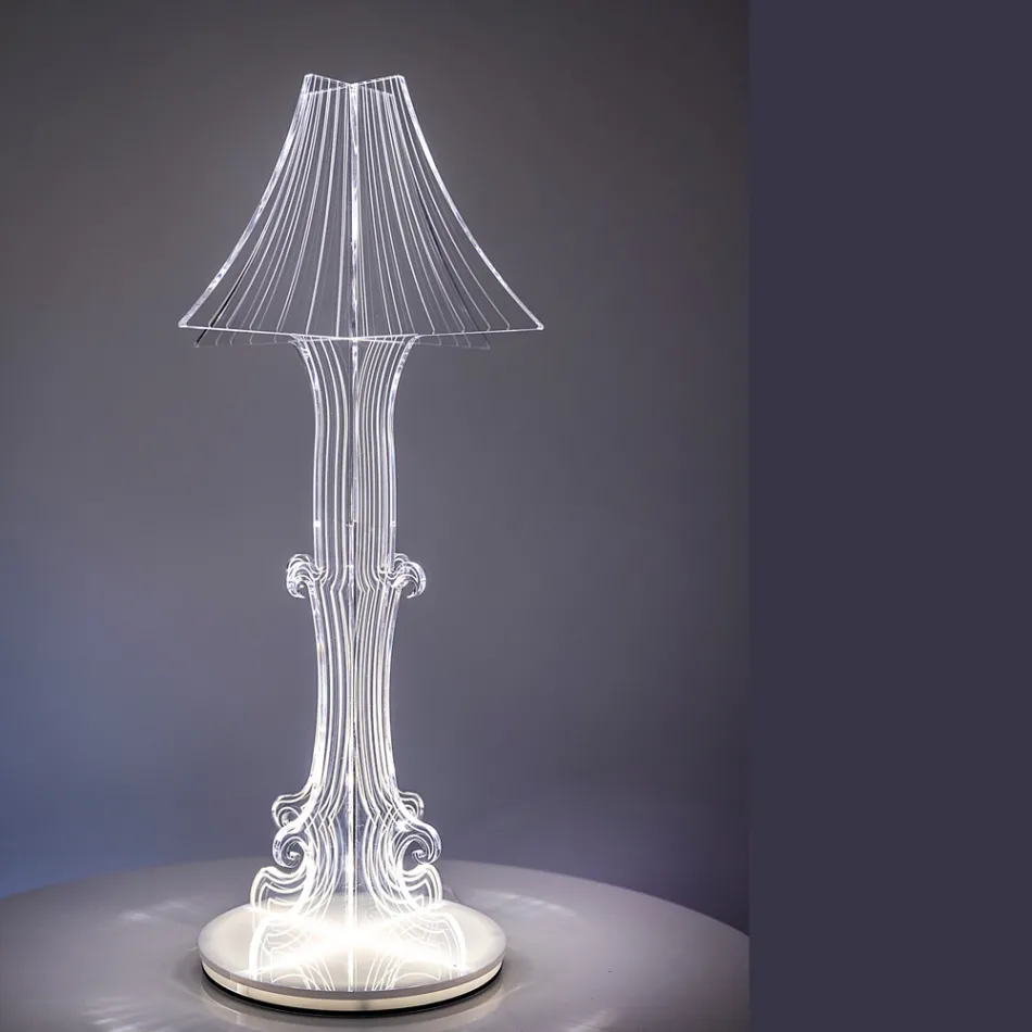 Aurel Plexiglass Table Lamp in Two Sizes Made in Italy Viadurini