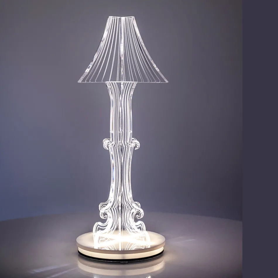 Aurel Plexiglass Table Lamp in Two Sizes Made in Italy Viadurini