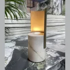 Table Lamp in Paonazzo Marble and Metal Made in Italy - Azumane Viadurini