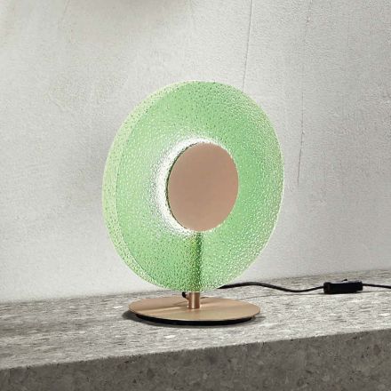 Table Lamp in Painted Metal and Green Grit Glass - Albizia Viadurini