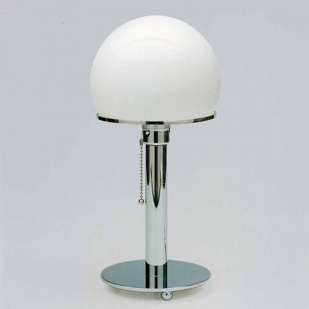 Table Lamp in Opaline with Chrome Structure Made in Italy - Toronto Viadurini