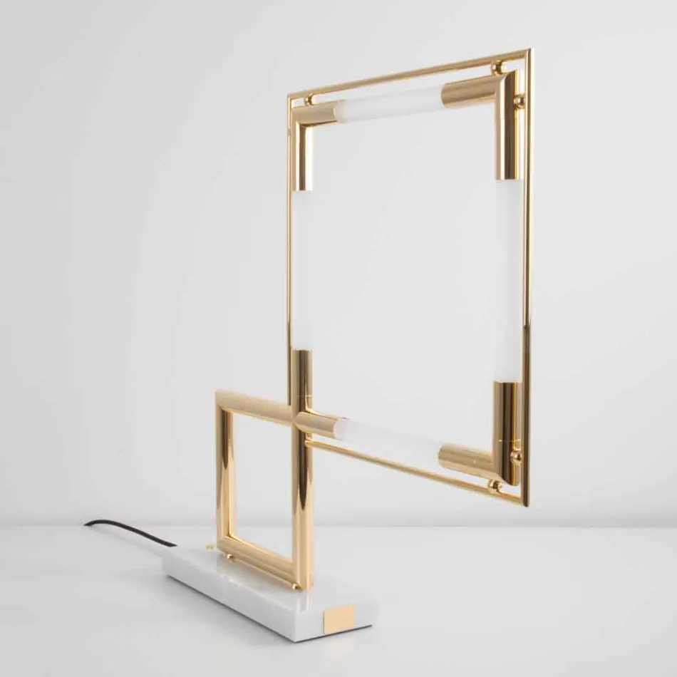 Table Lamp in Brass and Resin with Marble Base Made in Italy - Quizza Viadurini