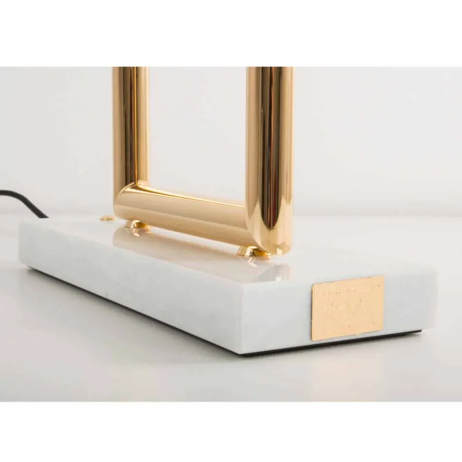 Table Lamp in Brass and Resin with Marble Base Made in Italy - Quizza Viadurini