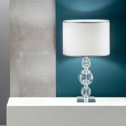 Table Lamp in Artisan Glass and Metal Classic Style - Mindful Viadurini