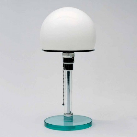 Glass Table Lamp with Opal Shade Made in Italy - Dacca Viadurini