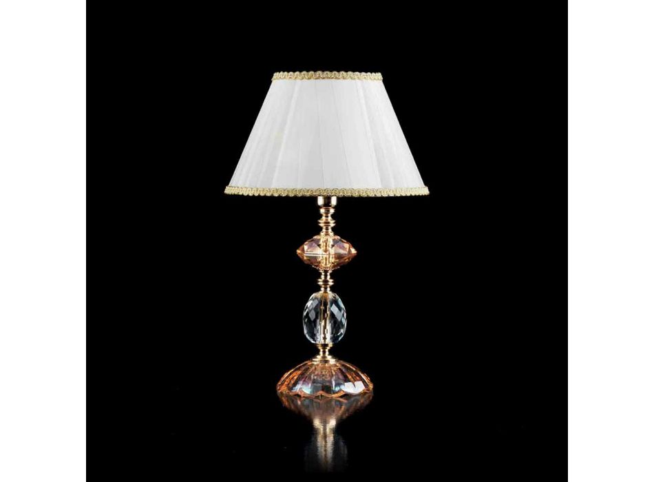 Glass table and crystal lamp Belle, made in Italy Viadurini