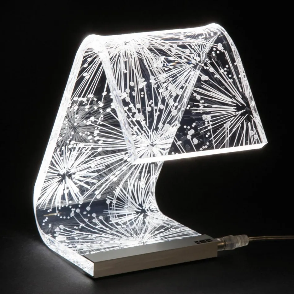 Table Lamp Led Crystal Acrylic Folded Laser Decor - Possett Viadurini