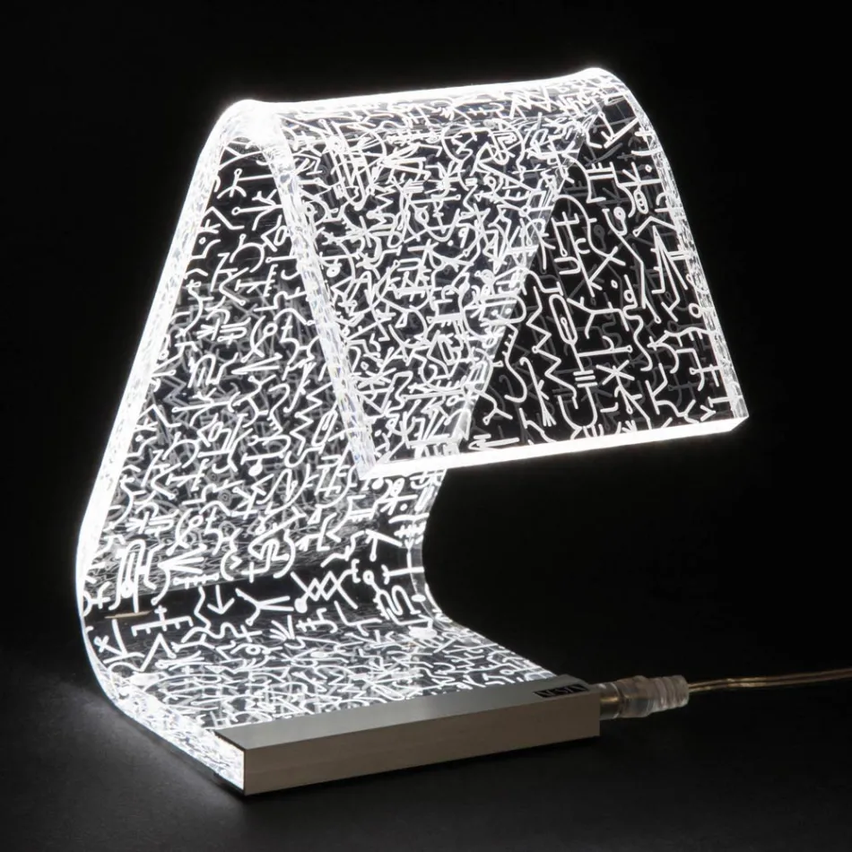 Table Lamp Led Crystal Acrylic Folded Laser Decor - Possett Viadurini