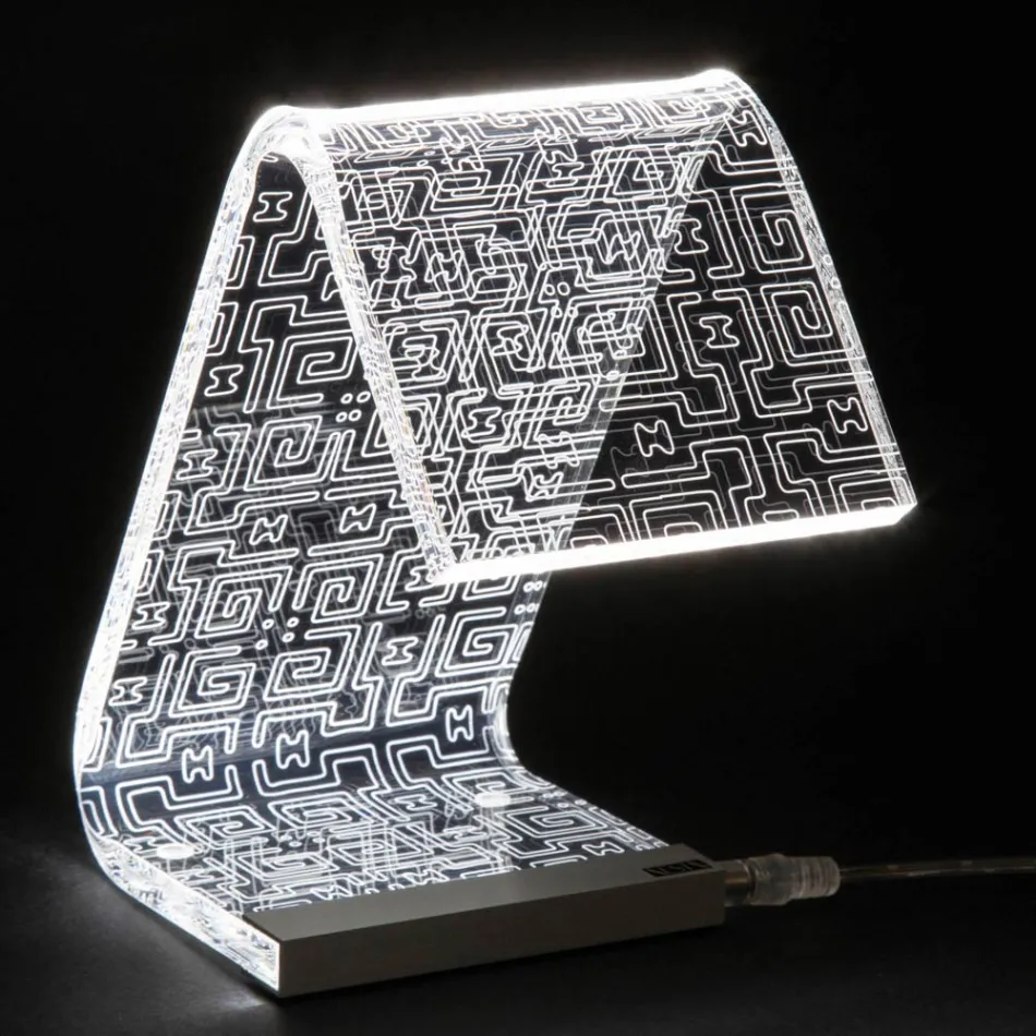 Table Lamp Led Crystal Acrylic Folded Laser Decor - Possett Viadurini