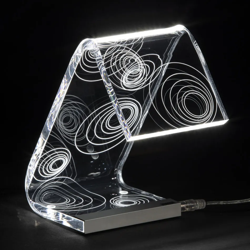 Table Lamp Led Crystal Acrylic Folded Laser Decor - Possett Viadurini