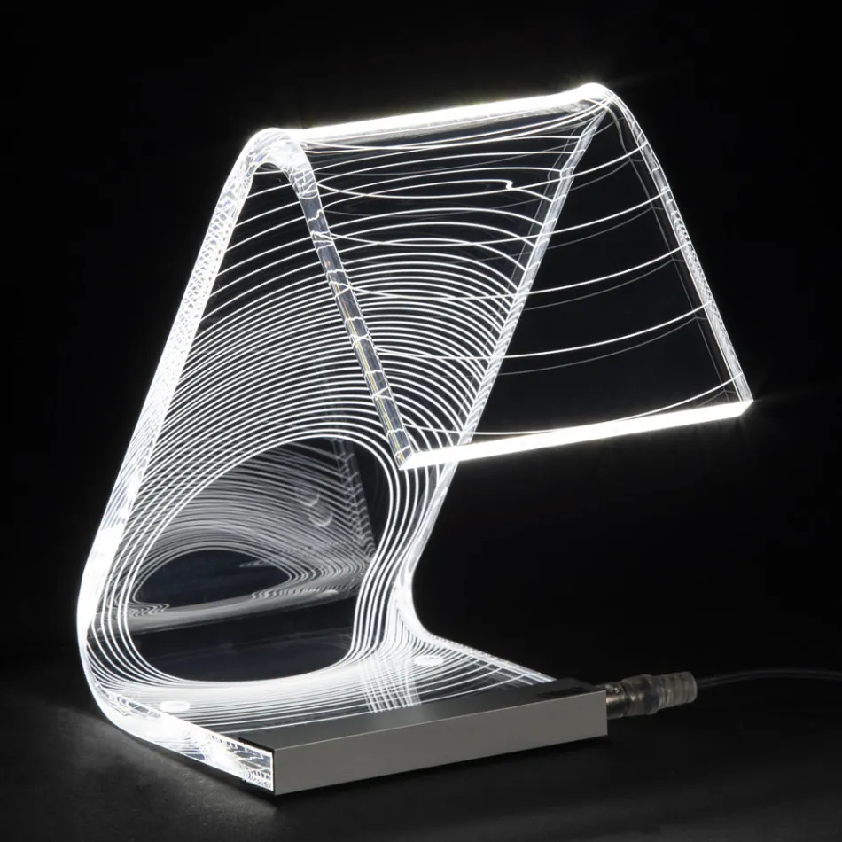 Table Lamp Led Crystal Acrylic Folded Laser Decor - Possett Viadurini