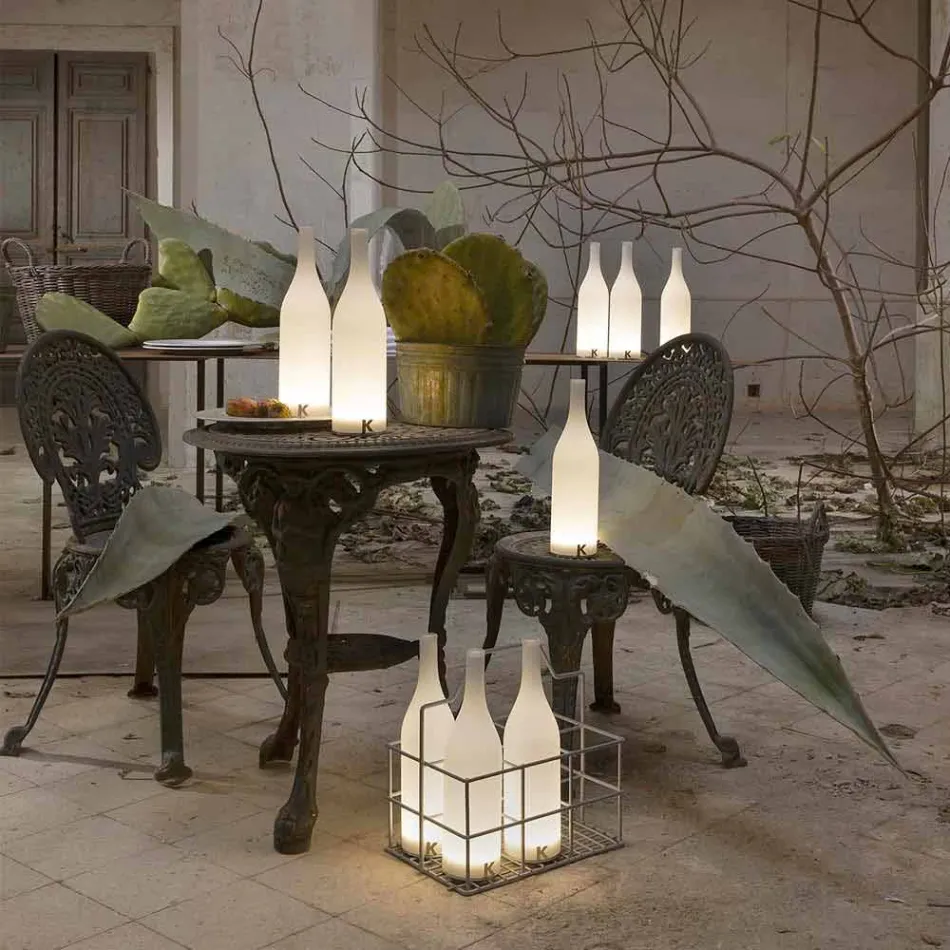 Led Table Lamp in White Frosted Glass Modern Design - Bottle Viadurini