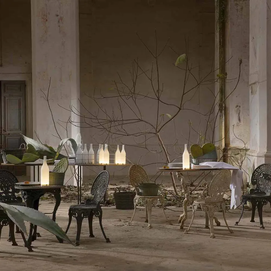 Led Table Lamp in White Frosted Glass Modern Design - Bottle Viadurini