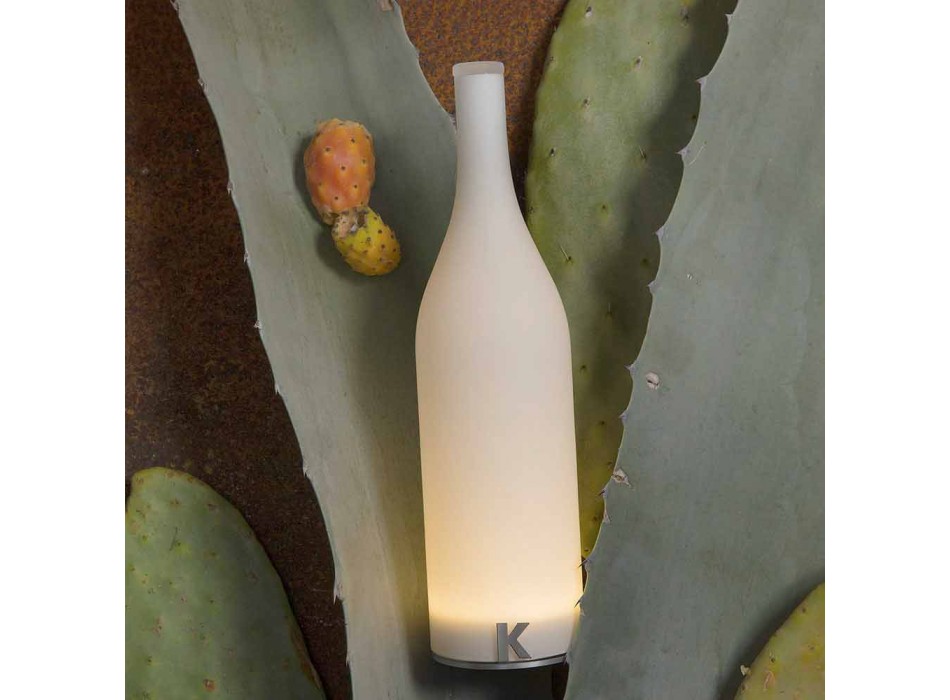 Led Table Lamp in White Frosted Glass Modern Design - Bottle Viadurini