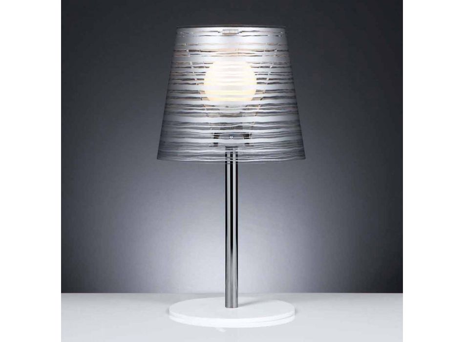 Modern table lamp with silver decoration, diameter 30 cm, Shana Viadurini