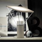 Modern Table Lamp in Resin and White Cotton Made in Italy - Fiera Viadurini