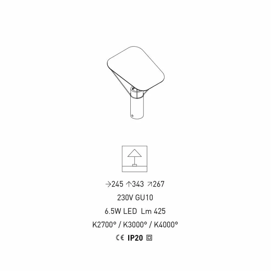 Modern Table Lamp in Resin and White Cotton Made in Italy - Fiera Viadurini