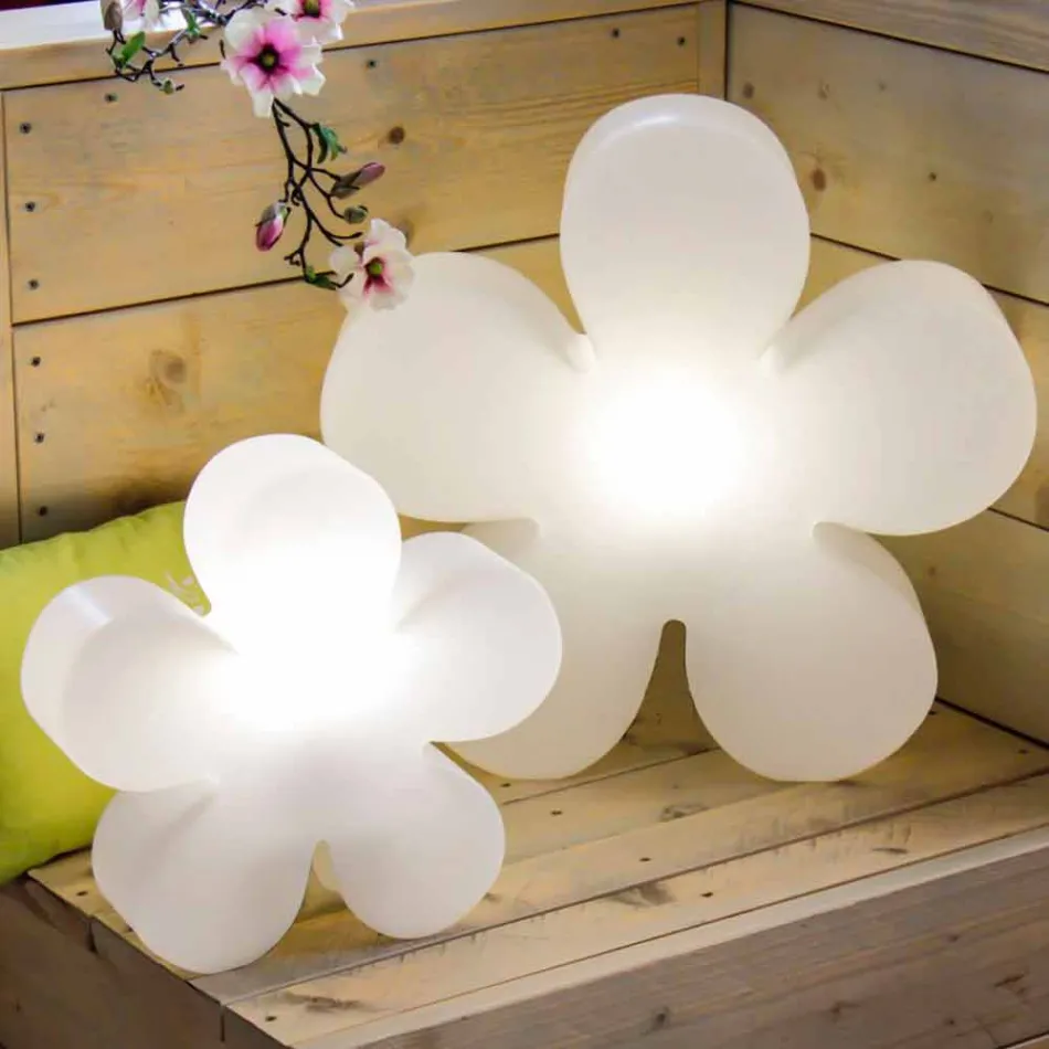 Modern Design Flower Table or Floor Lamp in White Plastic - Fiorestar Viadurini