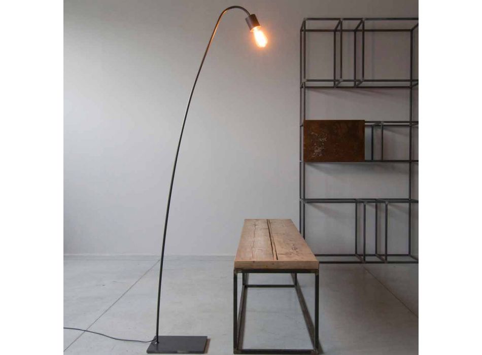 Artisan Design Floor Lamp in Black Iron Made in Italy - Curva