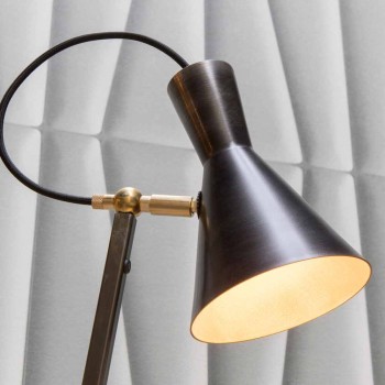 Artisan Floor Lamp in Black Iron and Aluminum Made in Italy - Brema
