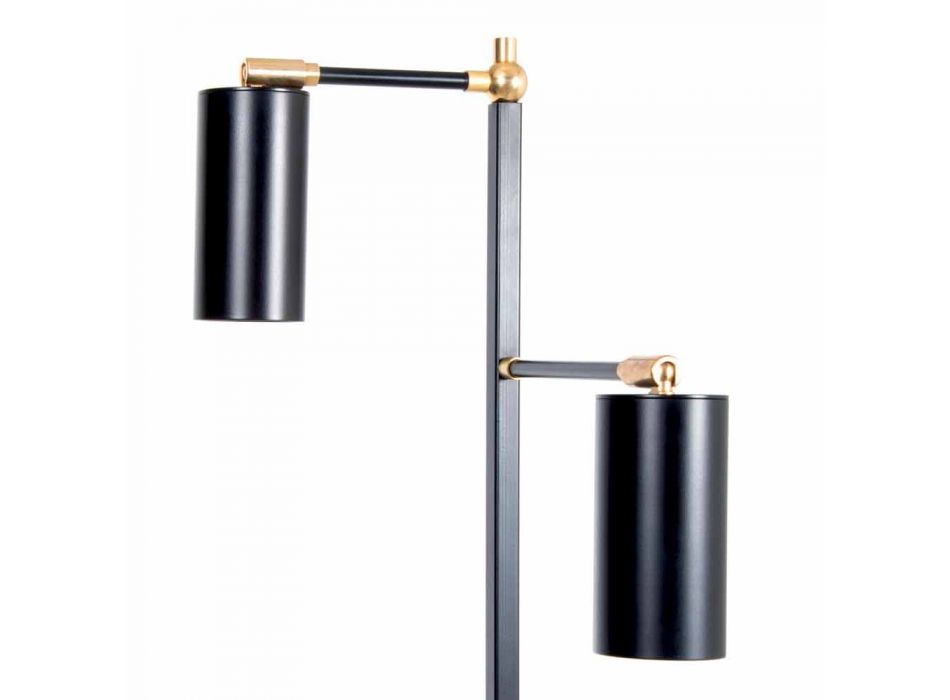 Black Handcrafted Floor Lamp with Brass Details Made in Italy - Asterix