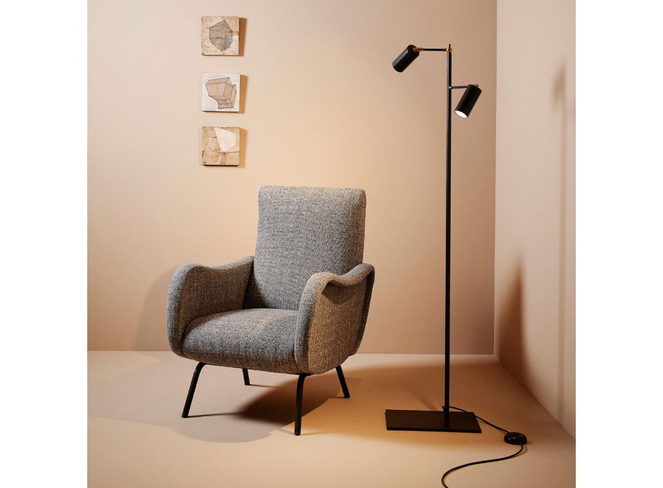 Black Handcrafted Floor Lamp with Brass Details Made in Italy - Asterix