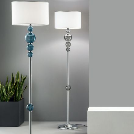 Classic Floor Lamp in Italian Artisan Glass and Lampshade - Memore Viadurini