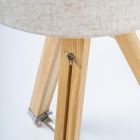 Floor Lamp with 3-Footed Wooden Base and Canvas Lampshade - Evette Viadurini