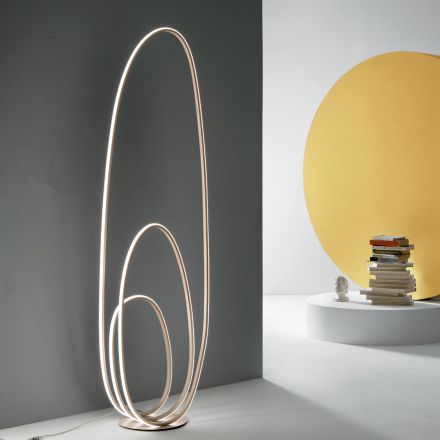 Design Floor Lamp in Gold Finish Painted Metal with LED - Simea Viadurini