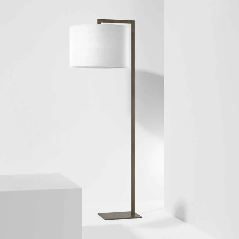 Design Floor Lamp in Metal with Linen Lampshade Made in Italy - Bali Viadurini