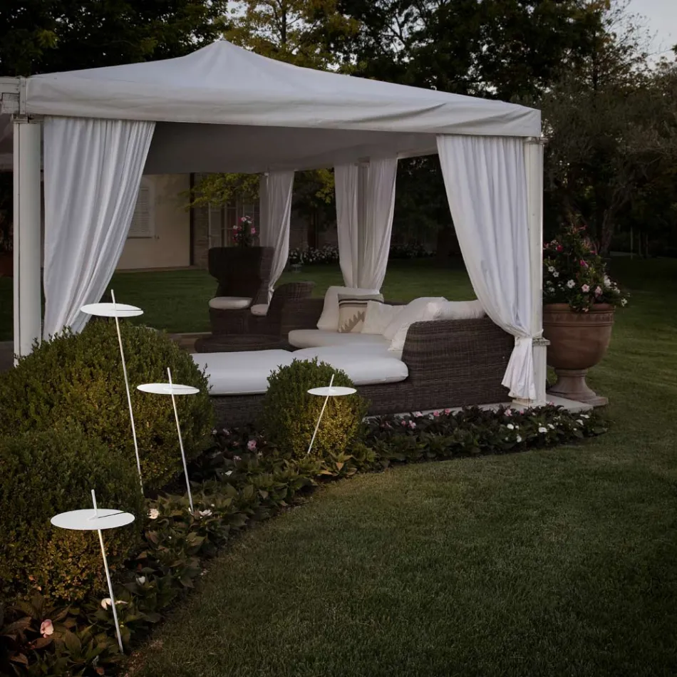 Garden Floor Lamp Aluminum White Design with Water Lily Leaf - Cipriam Viadurini