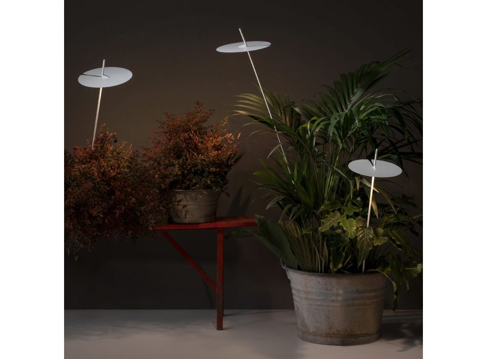 Garden Floor Lamp Aluminum White Design with Water Lily Leaf - Cipriam Viadurini