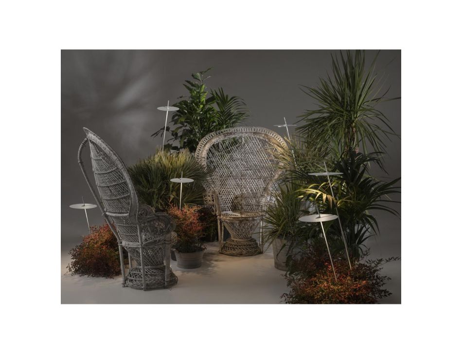 Garden Floor Lamp Aluminum White Design with Water Lily Leaf - Cipriam Viadurini