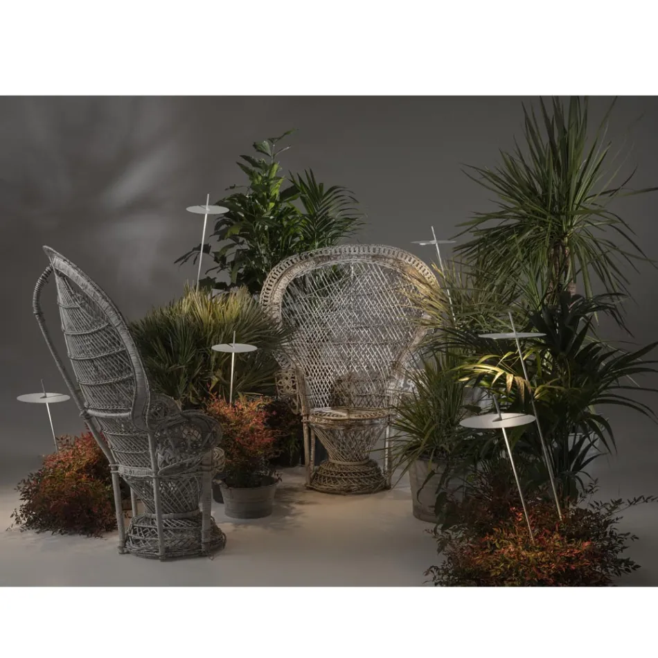 Garden Floor Lamp Aluminum White Design with Water Lily Leaf - Cipriam Viadurini