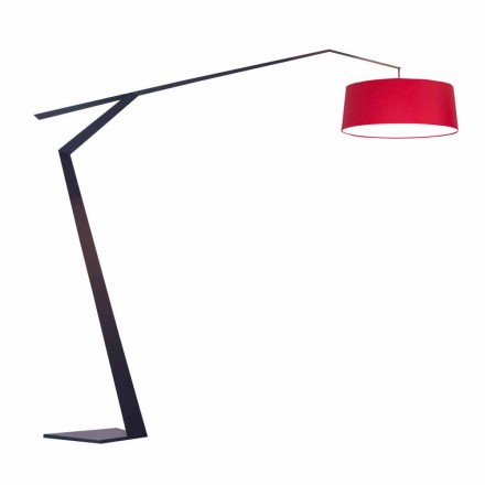 Metal Floor Lamp with Fabric Lampshade Made in Italy - Domino Viadurini