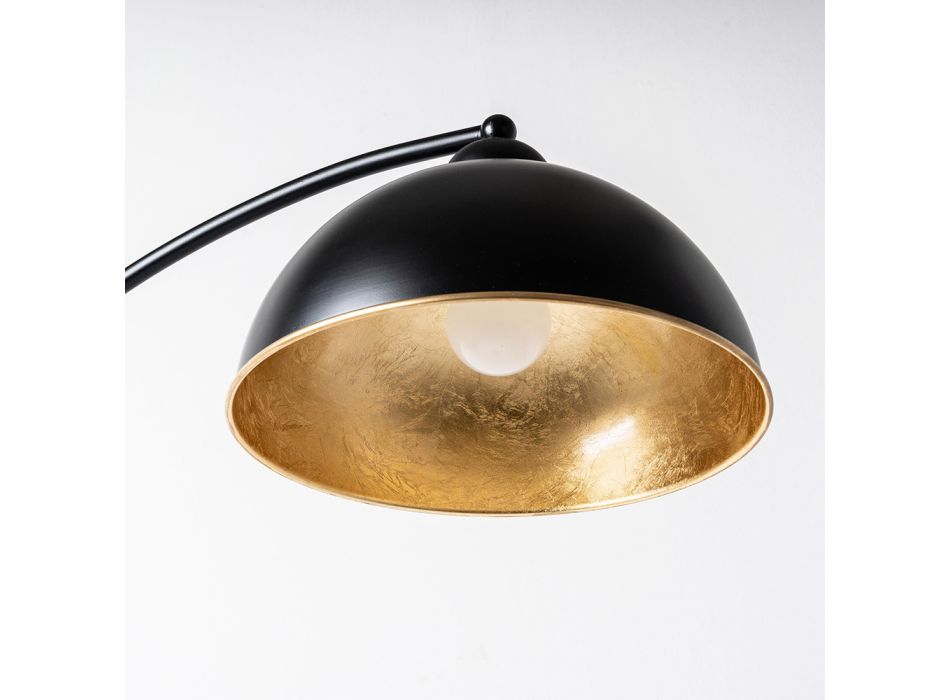 Floor Lamp in Black and Gold Metal with Adjustable Lampshade - Steave Viadurini