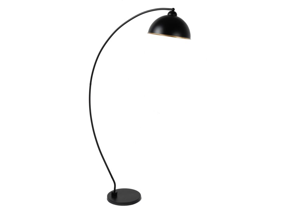 Floor Lamp in Black and Gold Metal with Adjustable Lampshade - Steave Viadurini